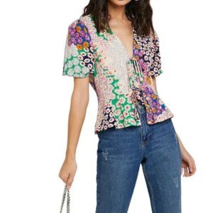 Topshop Daisy mixed floral print blouse